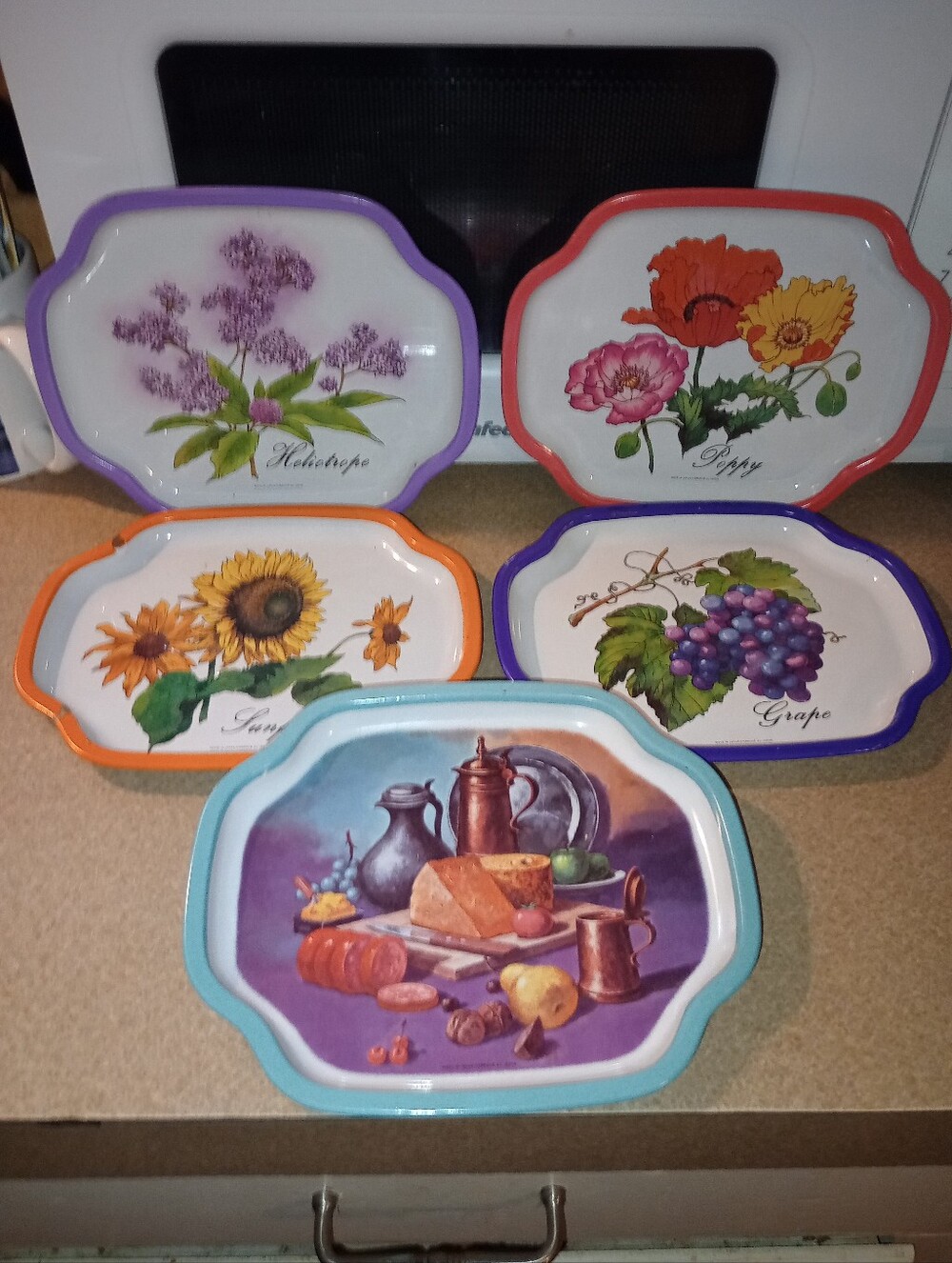 Vintage Metal Tin Plates - Fruit & Floral Assortment-5
